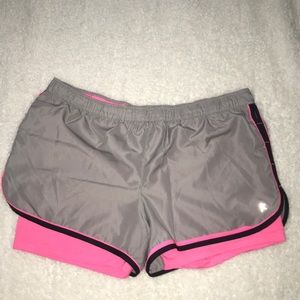 Gray and pink athletic shorts